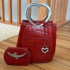Brighton Red Heart-Shaped Handle Bag with coin pouch